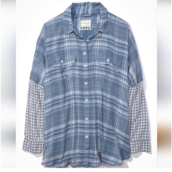 ISO AE Big Beach flannel Shirt blue  size (S,Mor L) - Picture 1 of 2